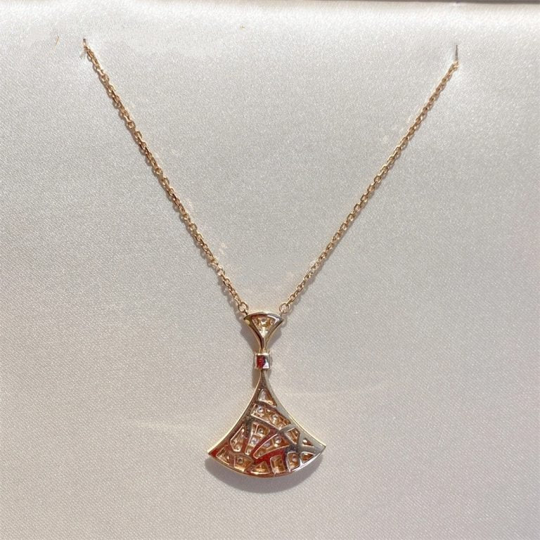 [Basjewels]DREAM NECKLACE PINK GOLD FULL DIAMOND