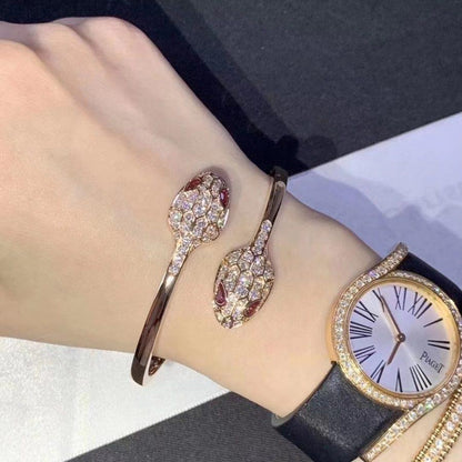 [Basjewels]SERPENTI BRACELET PINK GOLD DIAMOND DOUBLE SNAKE