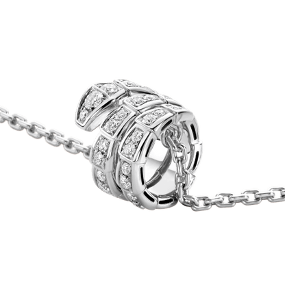 [Basjewels]SERPENTI SILVER NECKLACE DOUBLE RING DIAMOND