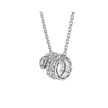 [Basjewels]SERPENTI SILVER NECKLACE DOUBLE RING DIAMOND