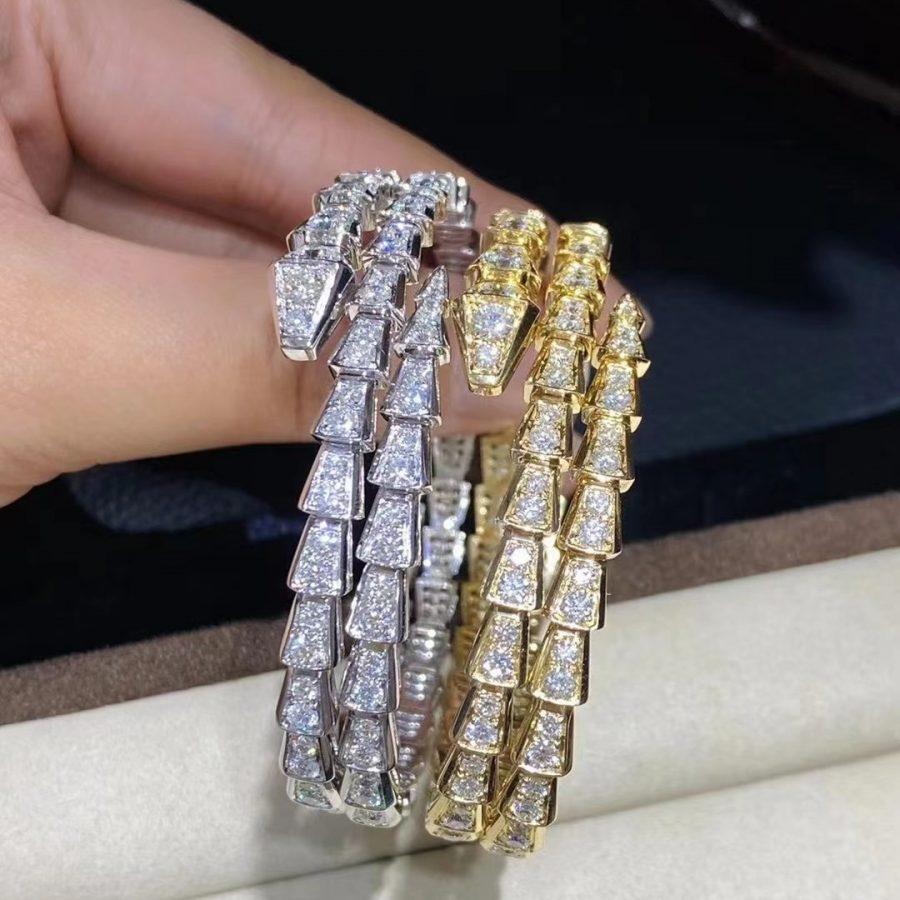 [Basjewels]SERPENTI BRACELET GOLD DIAMOND DOUBLE ROW