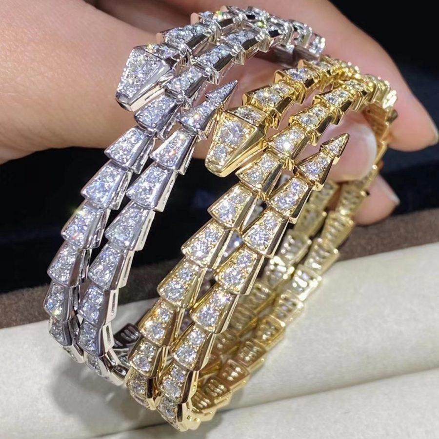 [Basjewels]SERPENTI BRACELET GOLD DIAMOND DOUBLE ROW