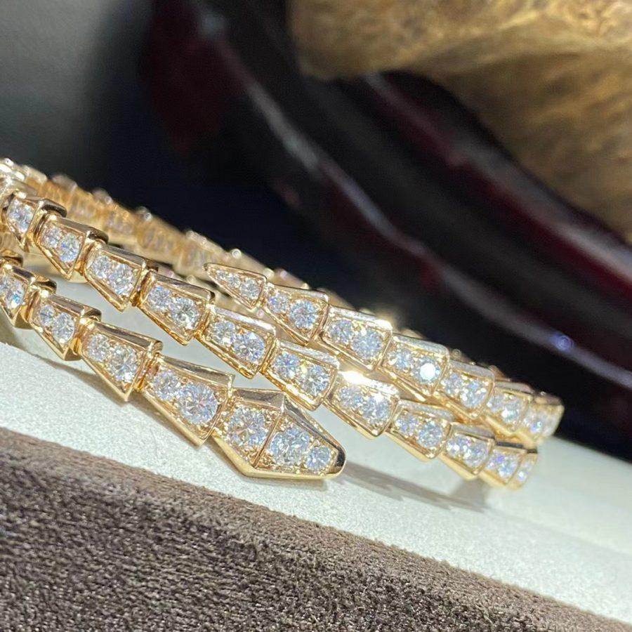 [Basjewels]SERPENTI BRACELET GOLD DIAMOND DOUBLE ROW