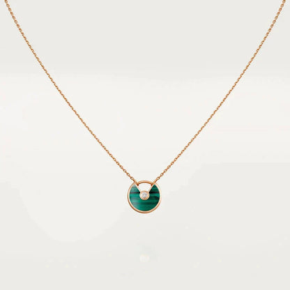 [basloveJW]AMULETTE ROSE GOLD MALACHITE NECKLACE