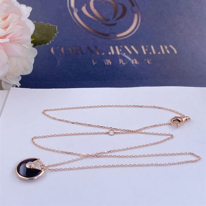 [basloveJW]AMULETTE ROSE GOLD ONYX NECKLACE