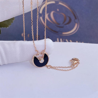 [basloveJW]AMULETTE ROSE GOLD ONYX NECKLACE