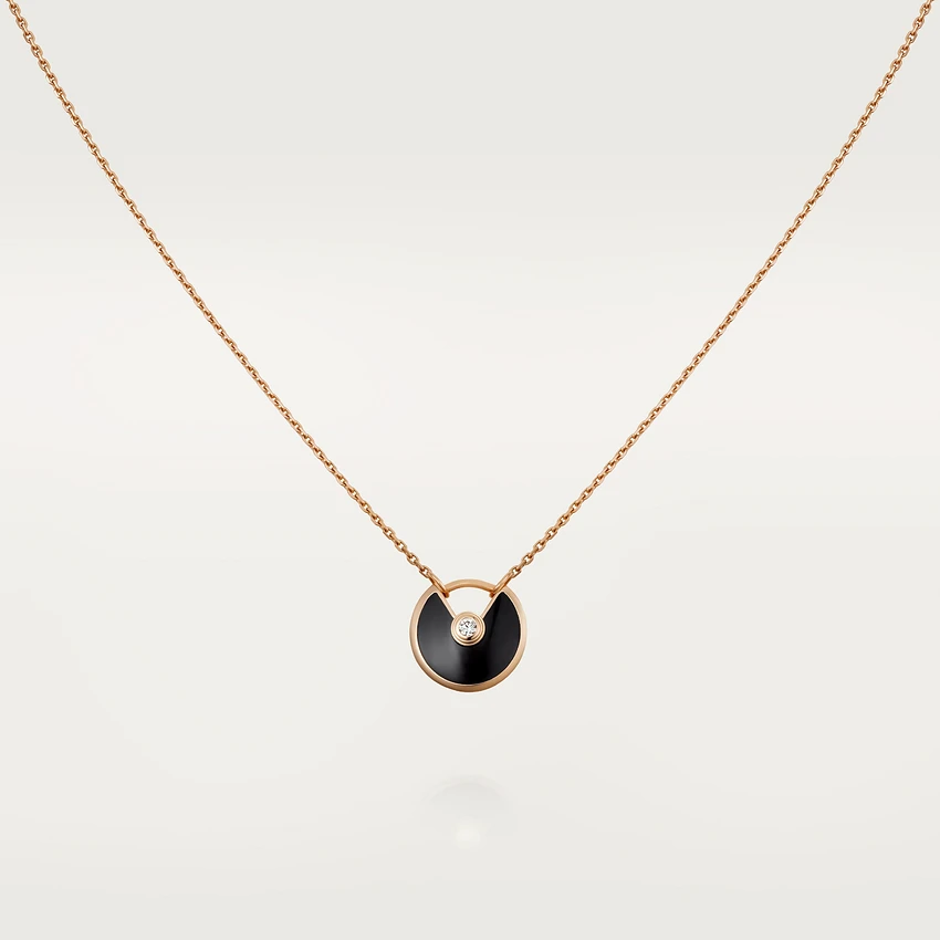 [basloveJW]AMULETTE ROSE GOLD ONYX NECKLACE