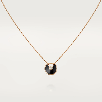 [basloveJW]AMULETTE ROSE GOLD ONYX NECKLACE