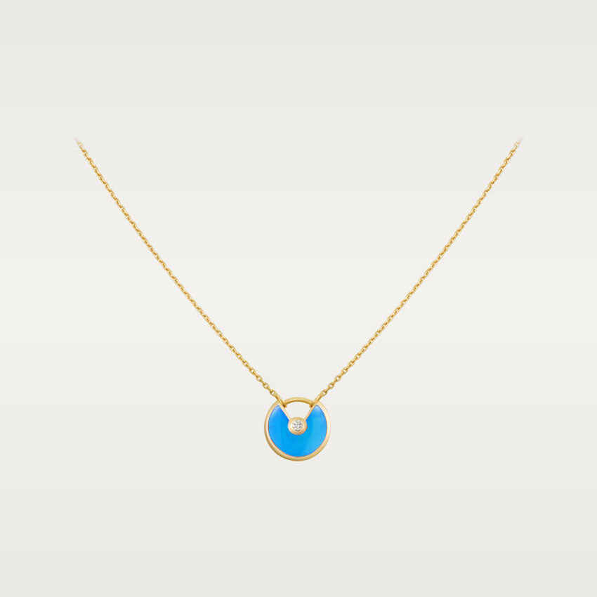 [Basjewels]AMULETTE GOLD TURQUOISE NECKLACE