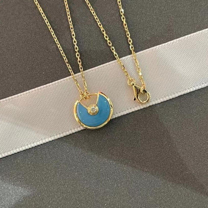 [Basjewels]AMULETTE GOLD TURQUOISE NECKLACE