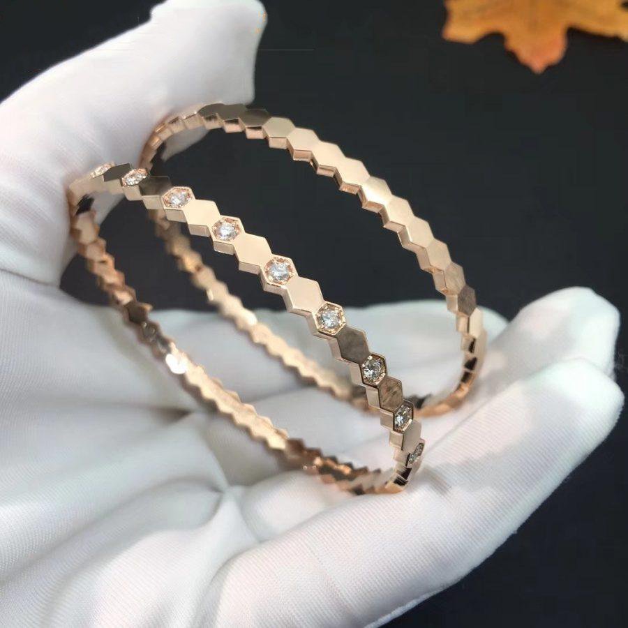 [Basjewels]BEE LOVE PINK GOLD DIAMOND BRACELET