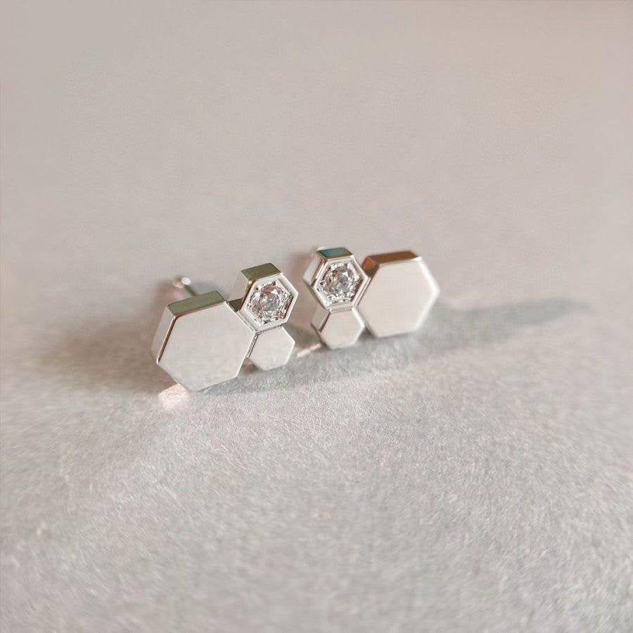 [Basjewels]BEE LOVE SILVER DIAMOND EARRINGS