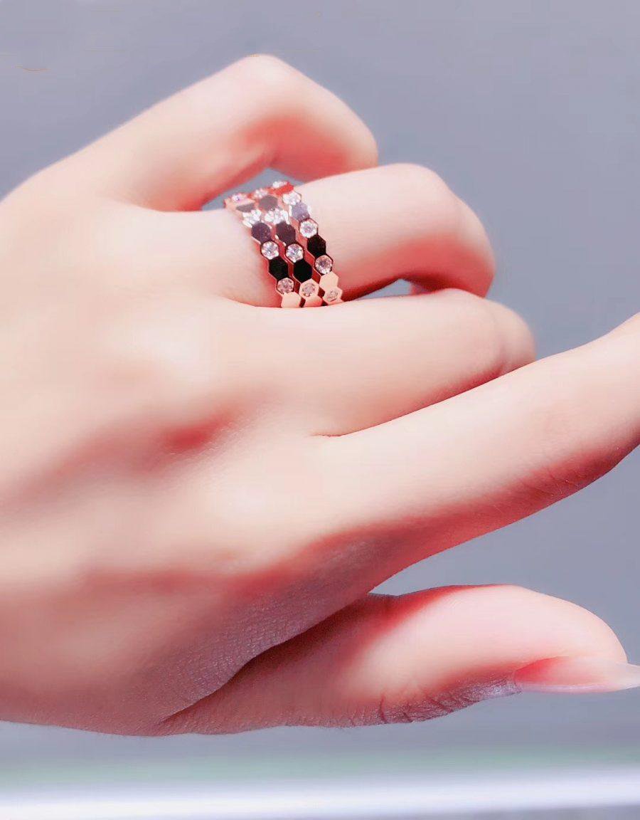 [Basjewels]BEE LOVE RING PINK GOLD DIAMOND