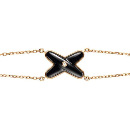 [Basjewels]JEUX BRACELET ONYX PINK GOLD 1 DIAMOND