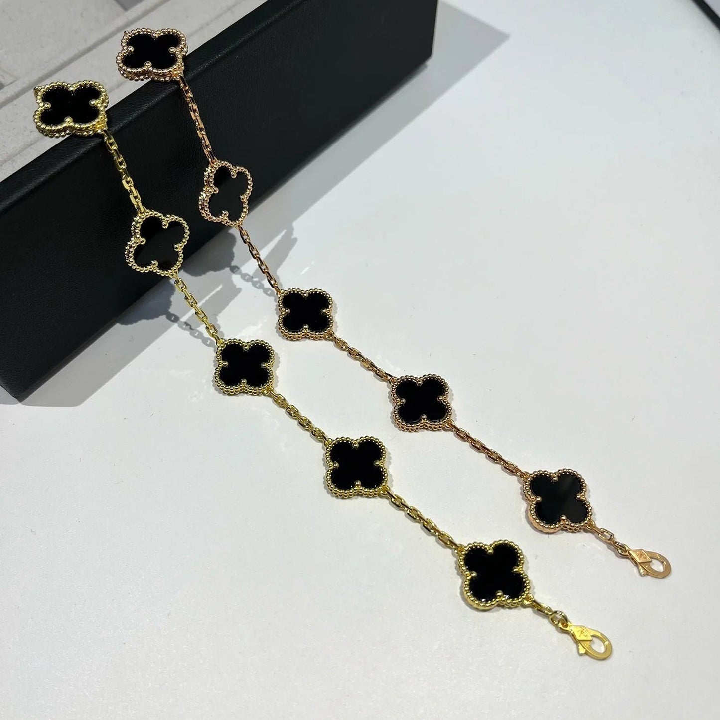 [basloveJW]CLOVER  5 MOTIFS BLACK ONYX BRACELET