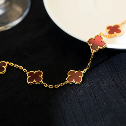 [basloveJW]CLOVER 5 MOTIFS RED AGATE  BRACELET