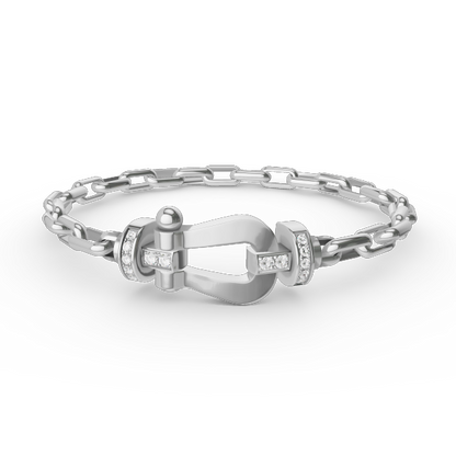 [Basjewels]FORCE LARGE HORSESHOE CLASP  METAL BRACELET