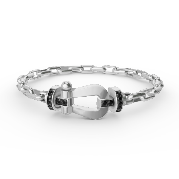 [Basjewels]FORCE LARGE HORSESHOE CLASP  METAL BRACELET