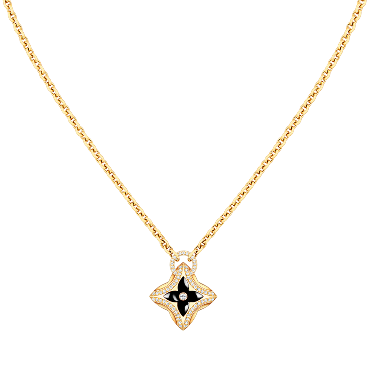 [Basjewels]STAR PEDANT PINK GOLD DIAMOND NECKLACE