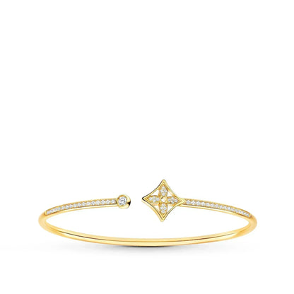 [Basjewels]IDYLLE GOLD OPEN BRACELET DIAMOND PAVED