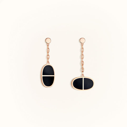 [Basjewels]CHAINE VERSO BLACK CERAMIC EARRINGS