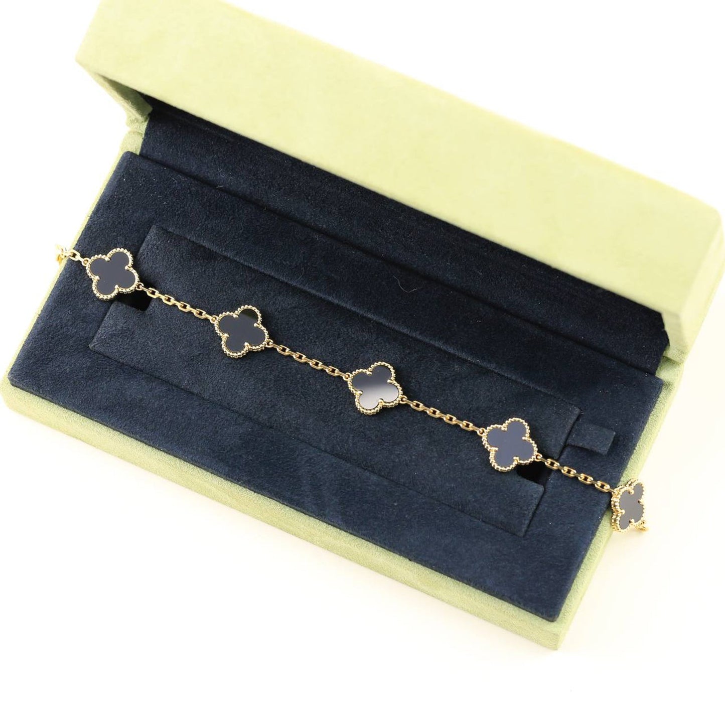 [basloveJW]CLOVER  5 MOTIFS BLACK ONYX BRACELET