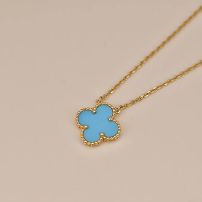 [basloveJW]CLOVER 15MM VINTAGE TURQUOISE NECKLACE