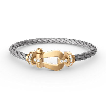 [Basjewels]FORCE LARGE HORSESHOE HALF DIAMOND BRACELET GOLD