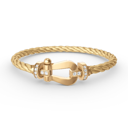 [Basjewels]FORCE LARGE HORSESHOE HALF DIAMOND BRACELET GOLD