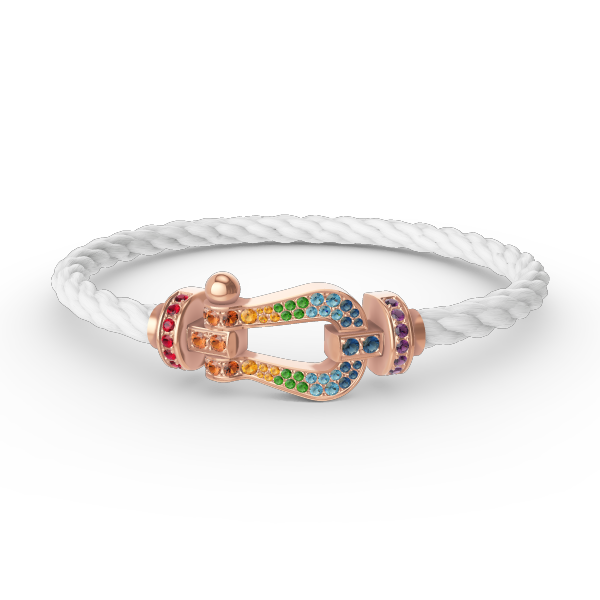 [Basjewels]FORCE LARGE HORSESHOE  COLORED DIAMOND BRACELET ROSE GOLD