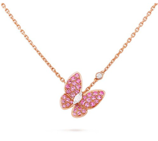 [basloveJW]BUTTERFLY RED DIAMOND ROSE GOLD NECKLACE