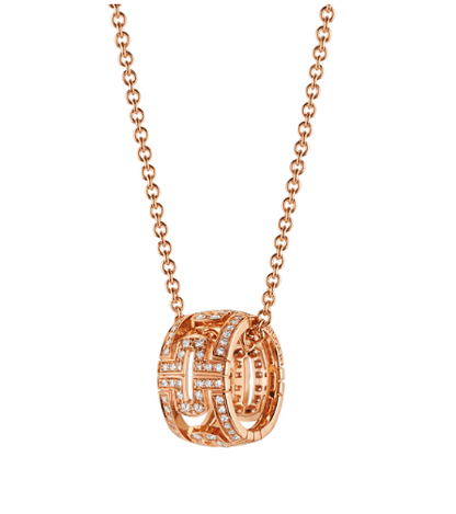 [Basjewels]PARENTESI NECKLACE PINK GOLD DIAMOND