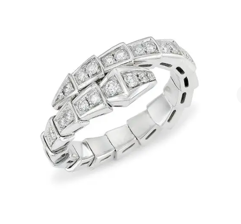 [Basjewels]SERPENTI RING SILVER DIAMOND PAVED 4MM