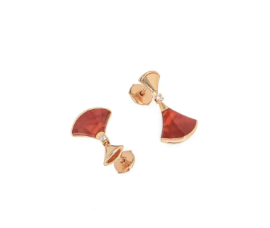 [Basjewels]DREAM Carnelian PINK GOLD EARRINGS