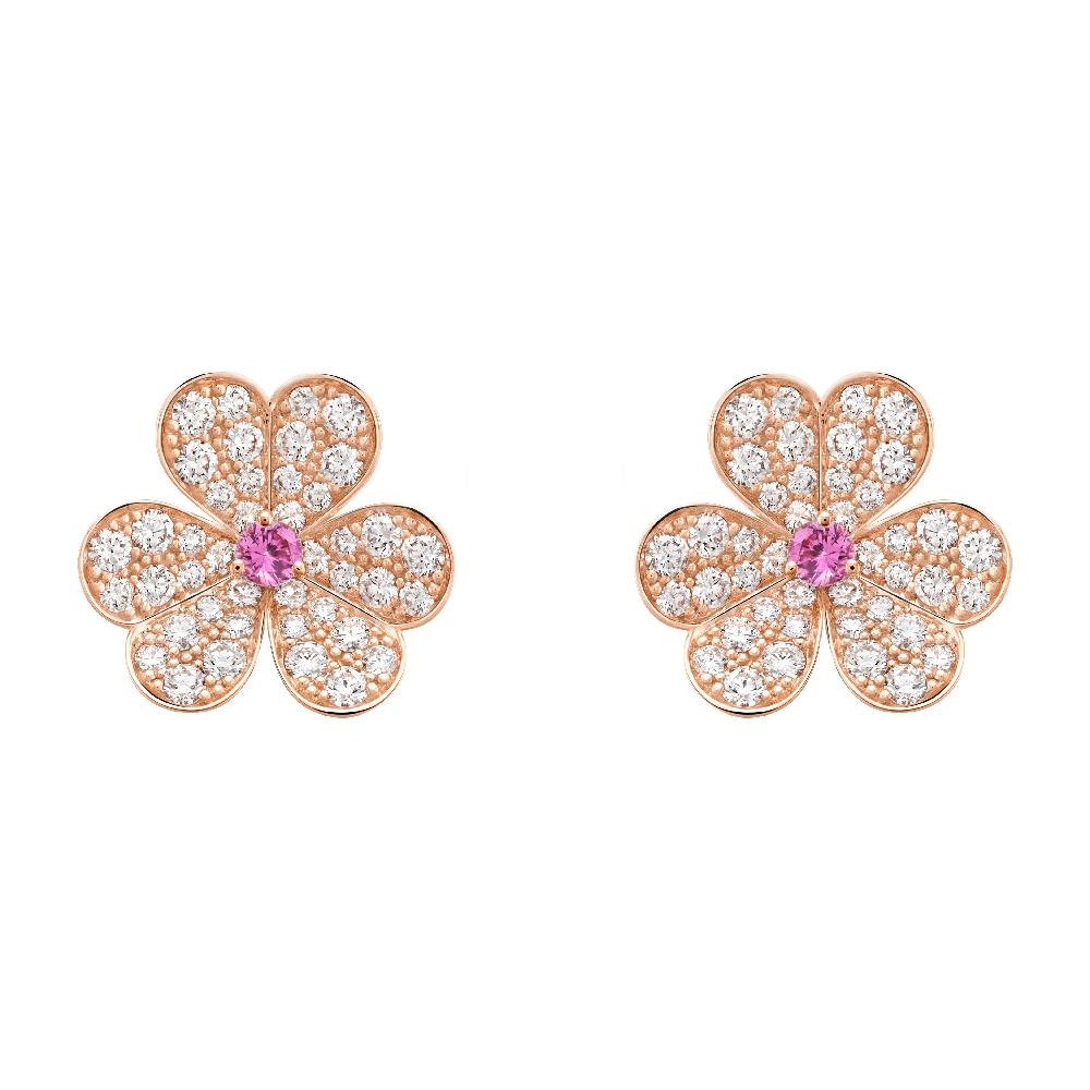 [basloveJW]FRIVOLE PINK GOLD FLOWER DIAMOND EARRINGS