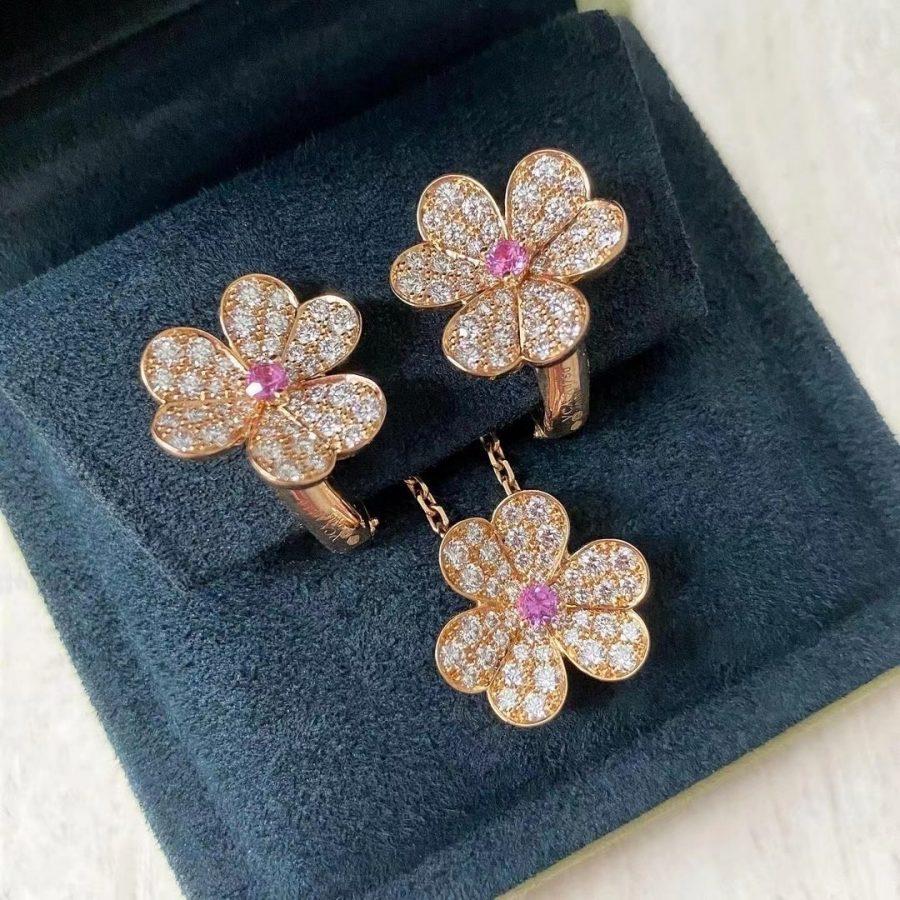 [basloveJW]FRIVOLE PINK GOLD FLOWER DIAMOND EARRINGS