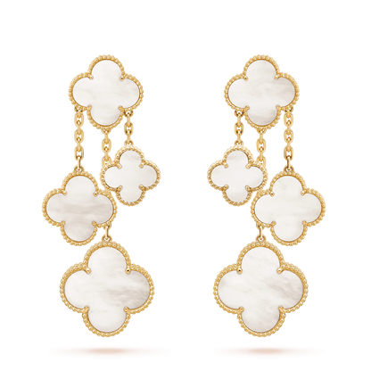 [basloveJW]CLOVER EARRINGS WHITE MOP 4 MOTIFS GOLD