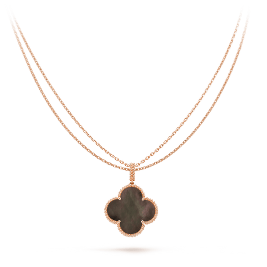 [basloveJW]CLOVER 25MM GOLD DARK MOP BIG CLOVER NECKLACE