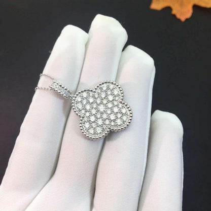 [basloveJW]CLOVER 25MM SILVER FULL DIAMOND BIG CLOVER NECKLACE