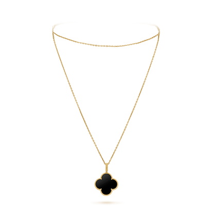 [basloveJW]CLOVER 25MM GOLD ONYX BIG CLOVER NECKLACE