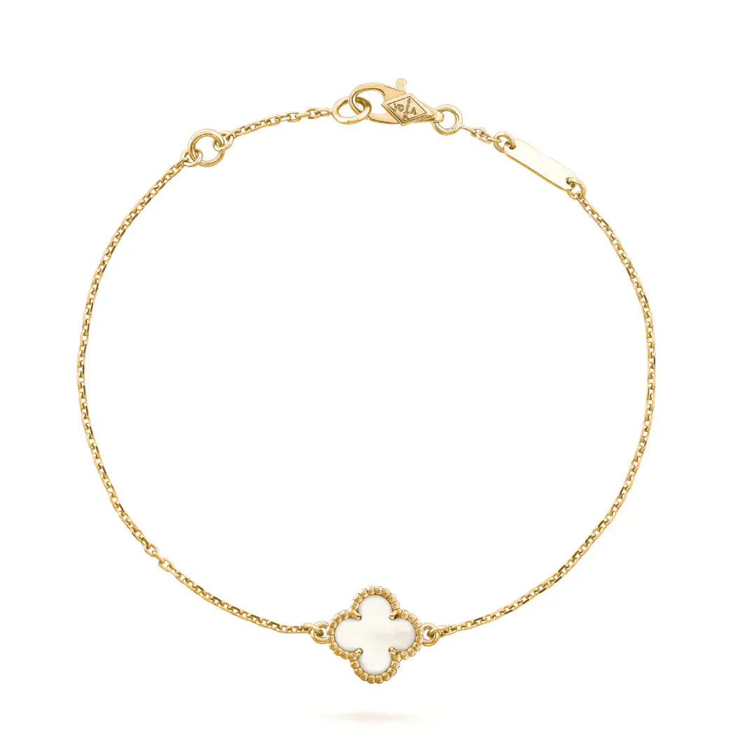 [basloveJW]CLOVER WHITE MOP SINGLE FLOWER BRACELET