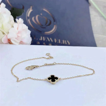 [basloveJW]CLOVER ONYX SINGLE FLOWER BRACELET