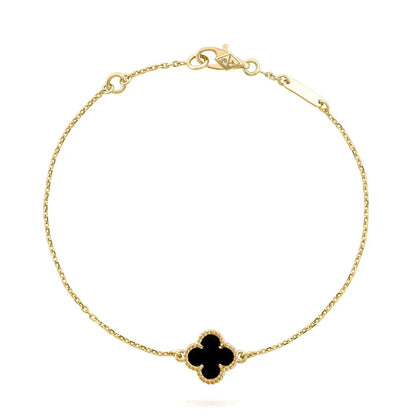 [basloveJW]CLOVER ONYX SINGLE FLOWER BRACELET