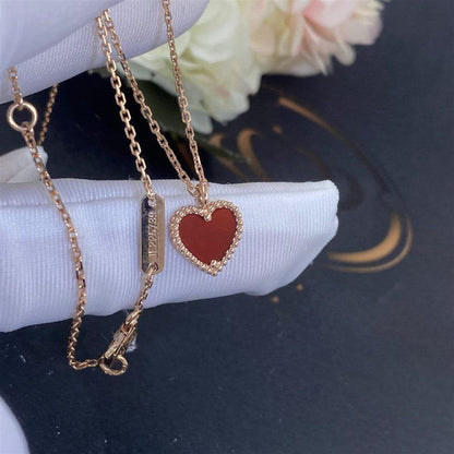 [basloveJW]SWEET CLOVER CARNELIAN HEART NECKLACE