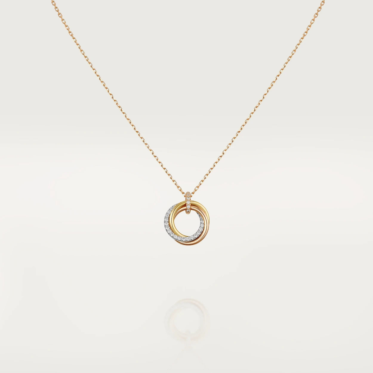 [basloveJW]TRINITY NECKLACE SILVER GOLD PINK GOLD DIAMONDS