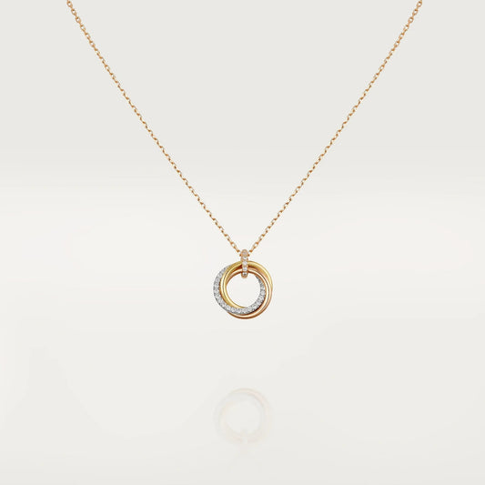 [basloveJW]TRINITY NECKLACE SILVER GOLD PINK GOLD DIAMONDS