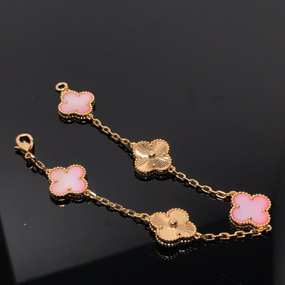 [basloveJW]CLOVER BRACELET 5 MOTIF PINK AND PINK GOLD