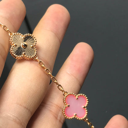 [basloveJW]CLOVER BRACELET 5 MOTIF PINK AND PINK GOLD