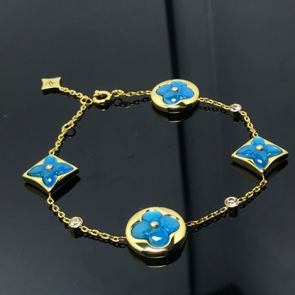 [Basjewels]STAR AND SUN 4 MOTIF BLUE BRACELET