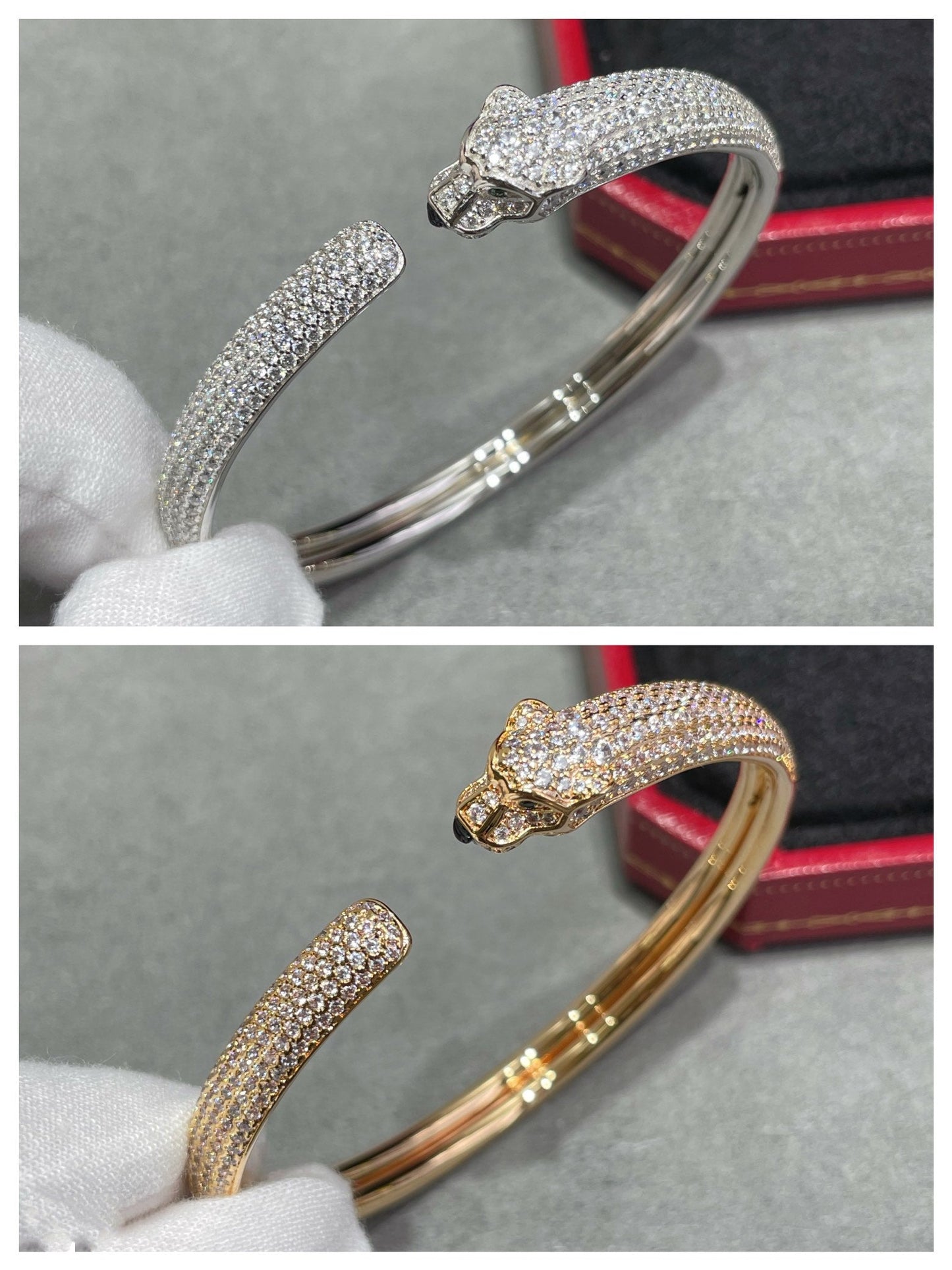 [basloveJW]PANTHERE FULL DIAMOND OPEN BRACELET